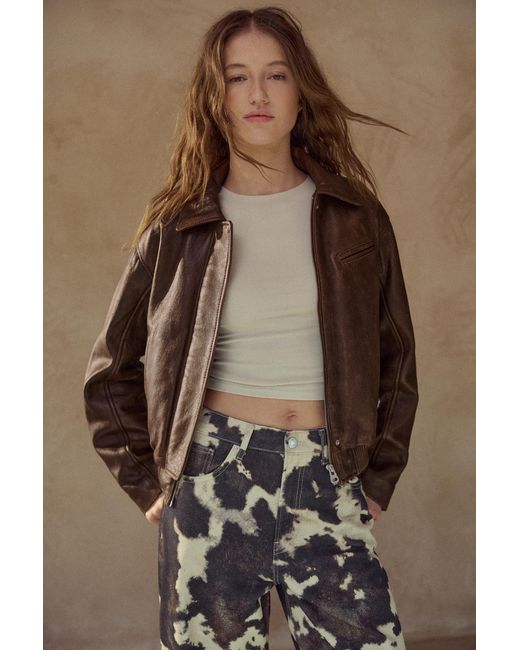 Pull&Bear Bomberjack 100% Leer in het Brown