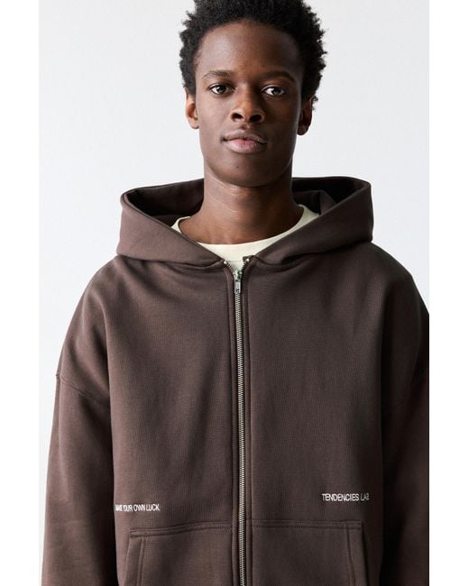 Pull&Bear Brown Hoodie With Zip for men