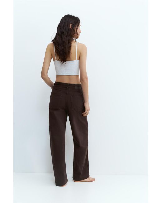 Pull&Bear Brown Baggy Jeans With Drawstring