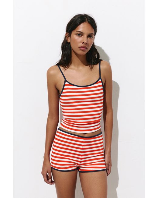 Pull&Bear Gestreepte Rib Short in het Orange