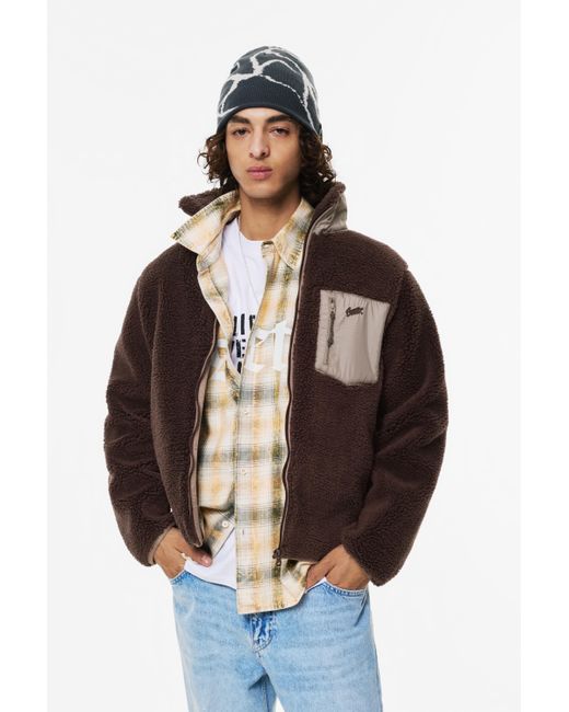 Pull&Bear Kombinierte Jacke Aus Lammfellimitat in Brown für Herren