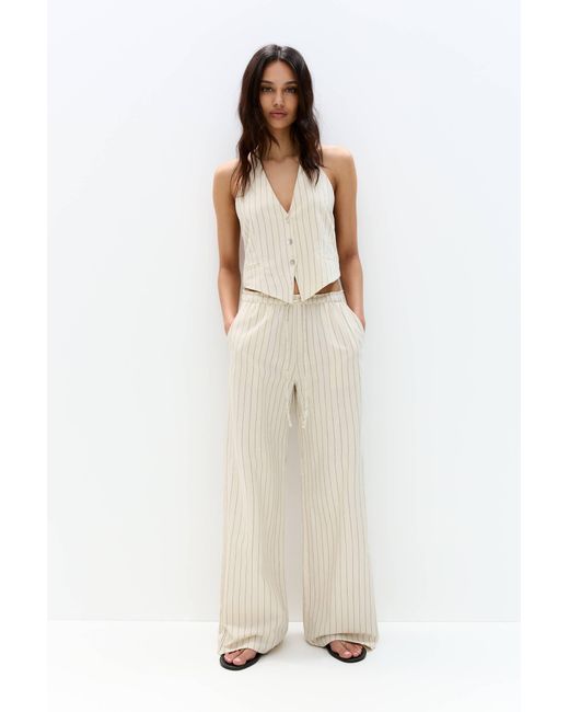 Pull&Bear White Rustikale Hose Mit Streifen