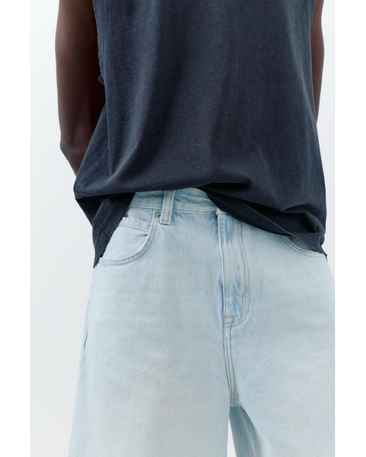 Pull&Bear Blue Baggy Relaxed Fit Denim Bermuda Shorts for men