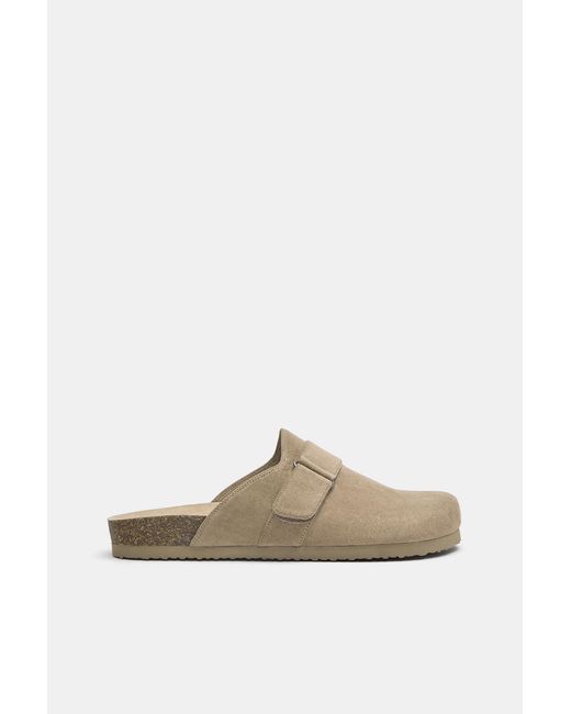 Pull&Bear Black Buckle Clogs for men