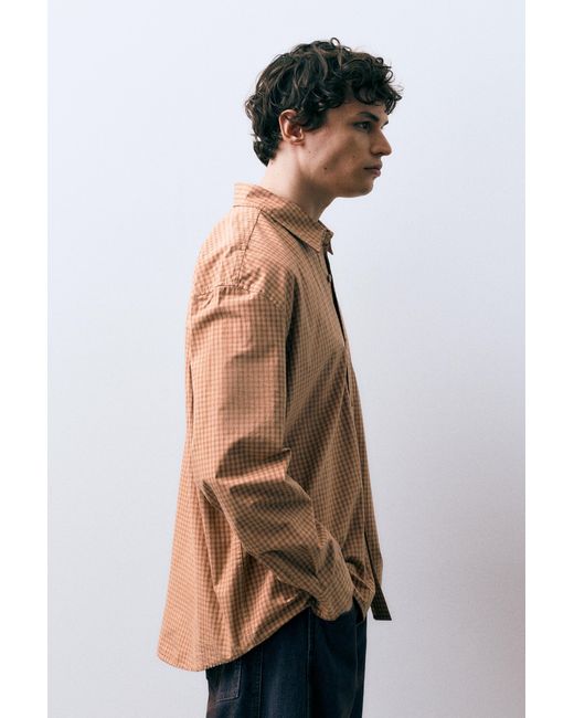 Pull&Bear Orange Check Shirt for men