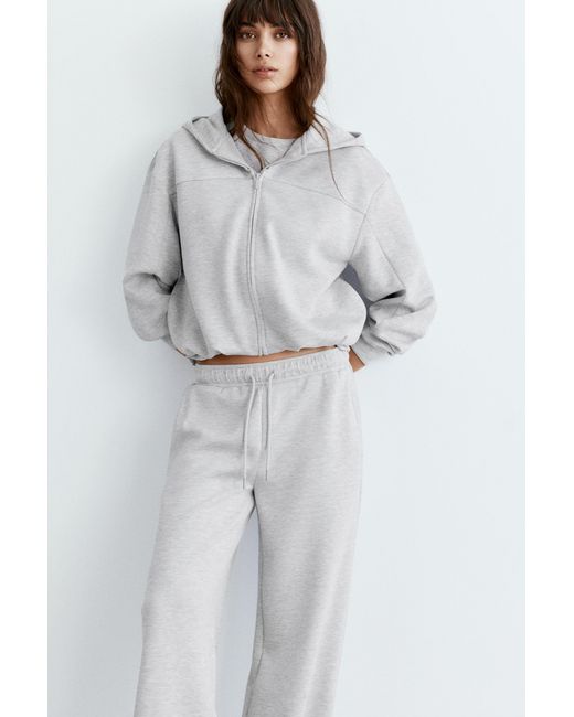 Pull&Bear Gray Soft-Touch Hooded Sweatshirt