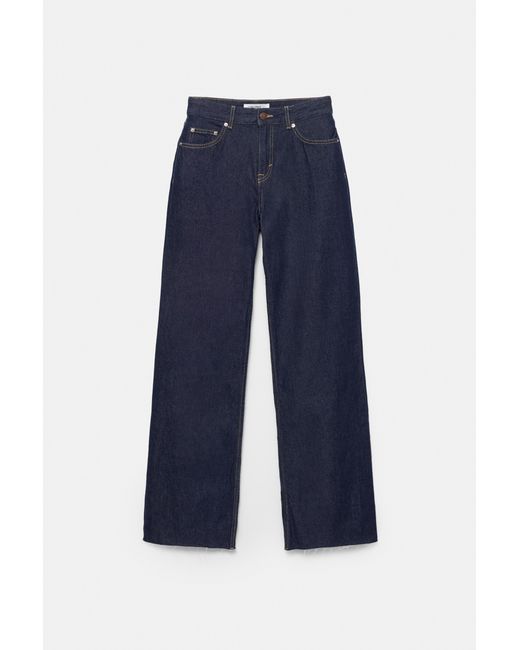 Pull&Bear Blue High-Waist Wide-Leg Jeans