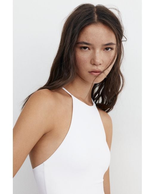 Pull&Bear White Halter Strappy Bodysuit