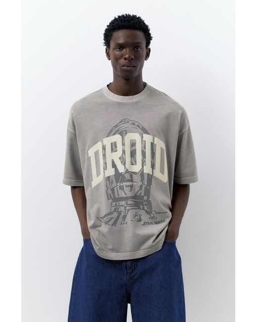 Pull&Bear Star Wars Droid T-Shirt in het Gray voor heren