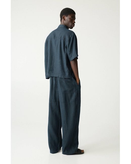 Pull&Bear Blue 100% Linen Joggers for men
