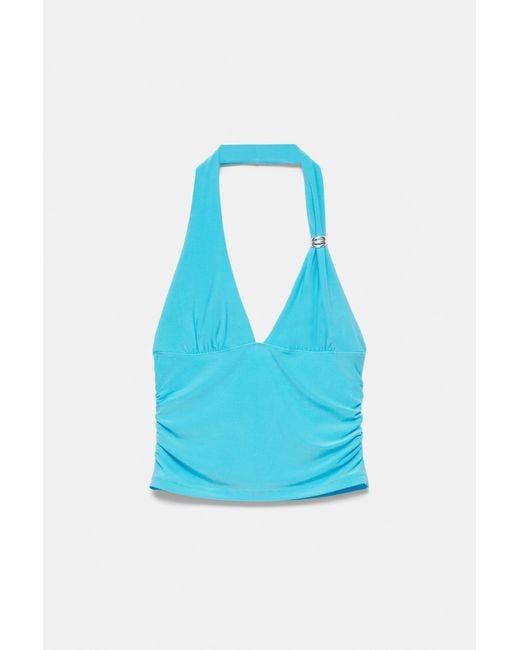 Pull&Bear Haltertop Met Studs in het Blue