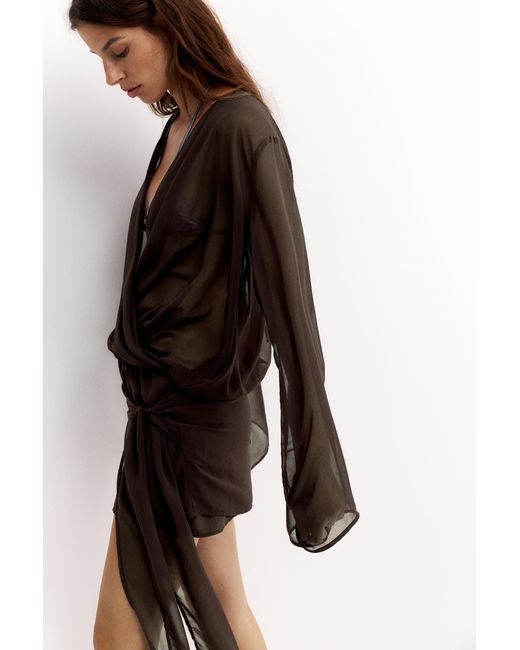 Robe Cache-Cœur Drapée Pull&Bear en coloris Black