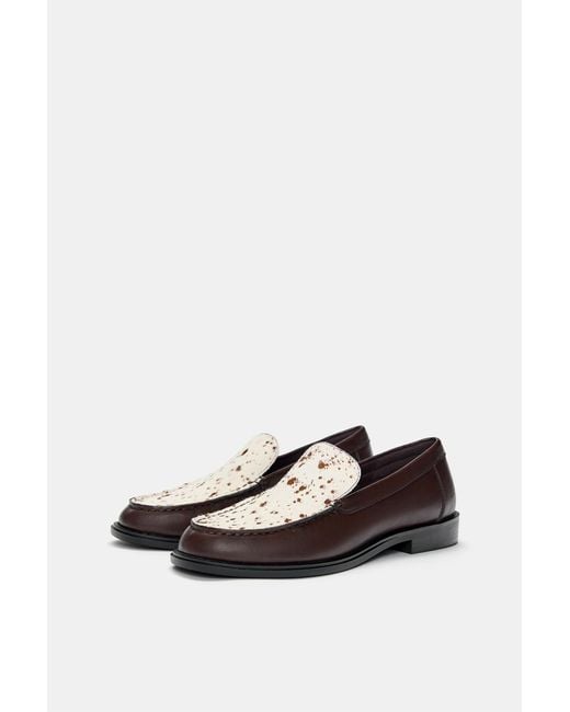 Pull&Bear White Mokassin Im Animalprint-Kontrast