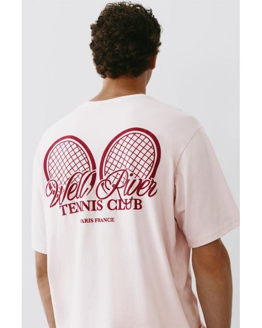 Pull&Bear Pink Tennis Club Graphic T-Shirt for men