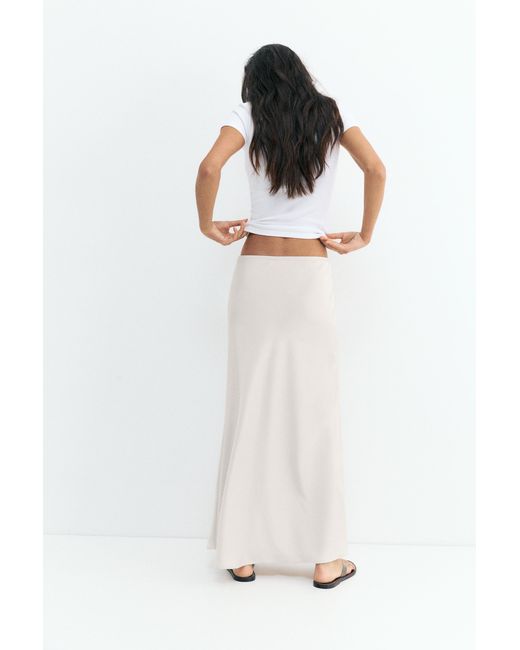 Pull&Bear White Satin Midi Skirt
