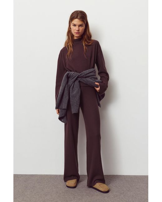 Pull&Bear Straight Soft Touch Broek in het Purple