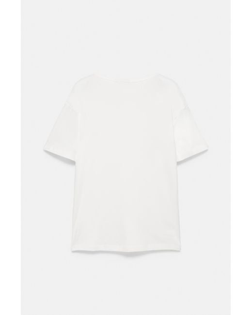 Pull&Bear White Basic Henley T-Shirt for men