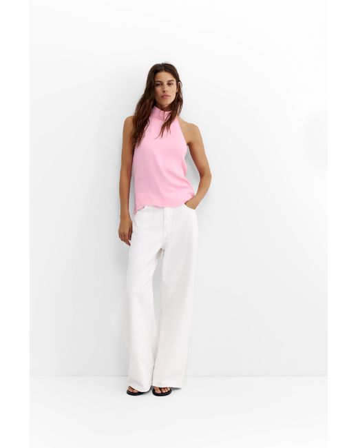 Pull&Bear Pink Flowing Halter Top
