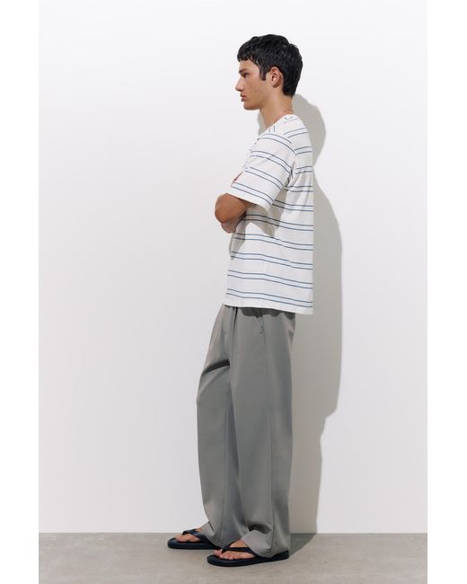 Pull&Bear Gray Tailored Fit Wide-Leg Trousers for men