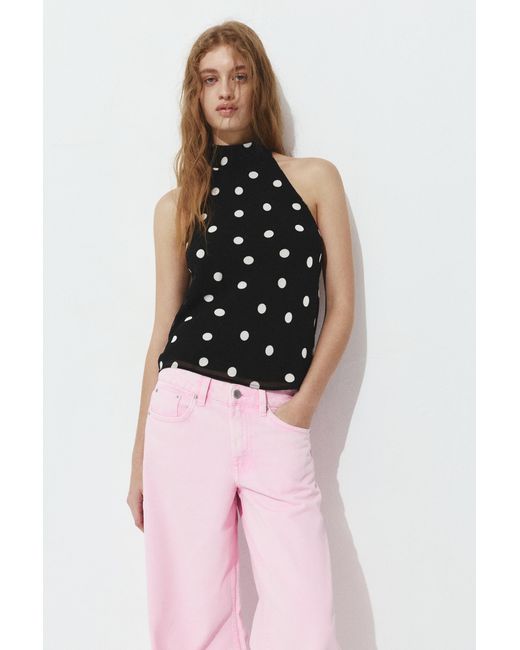 Pull&Bear White Polka Dot Halter Top