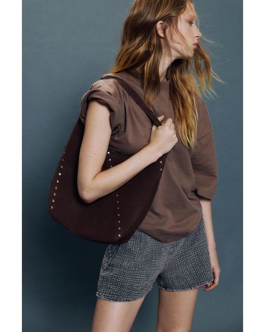 Pull&Bear Brown Studded Shopper Bag