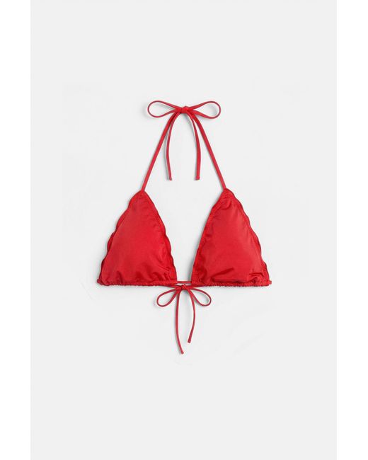 Pull&Bear Black Ruffled Triangle Bikini Top