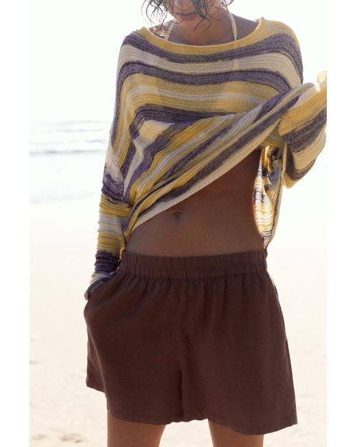 Pull&Bear Brown Linen Blend Shorts