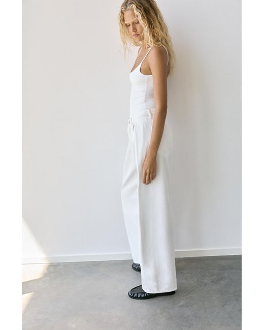 Pull&Bear White Thin-Strap Polyamide Bodysuit
