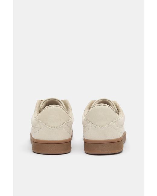Pull&Bear White Split Leather Sneakers