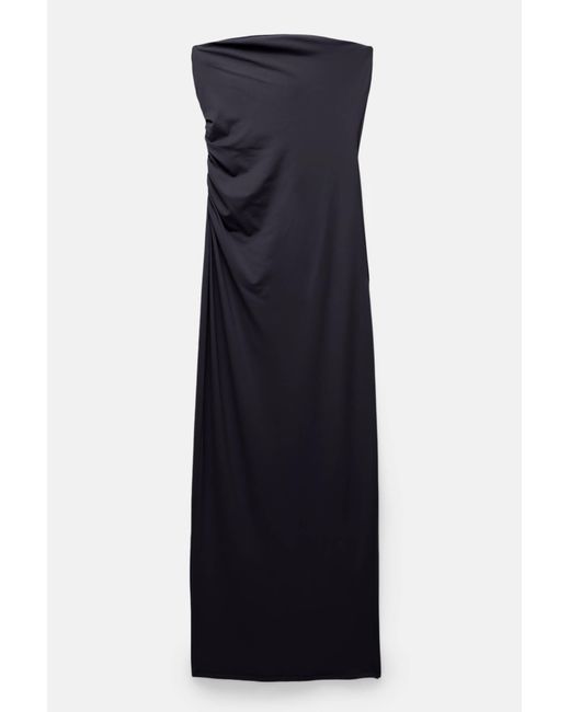 Pull&Bear Blue Schulterfreies Kleid Polyamid