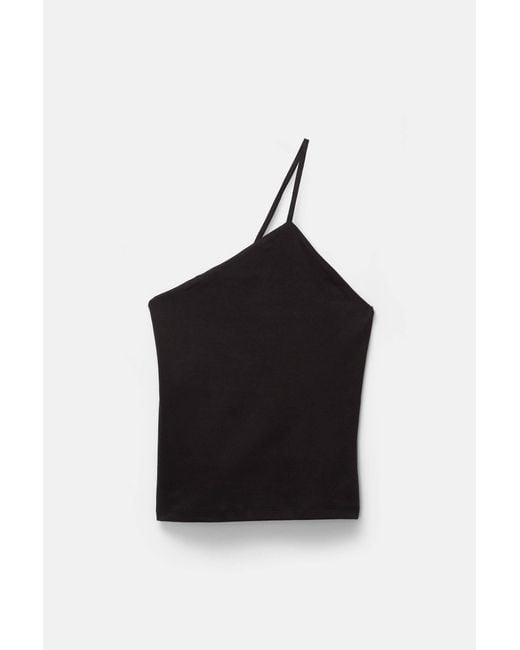 Pull&Bear Blue Top Mit Asymmetrischen Trägern