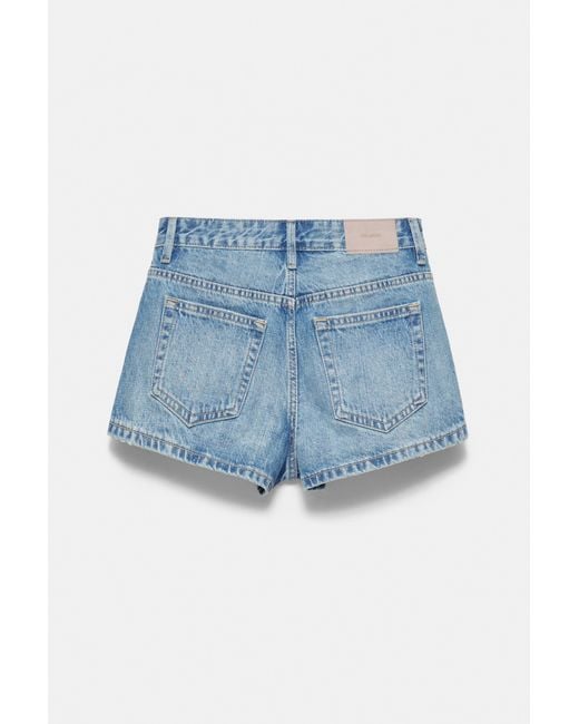 Pull&Bear Blue Low-Rise Denim Mini Shorts