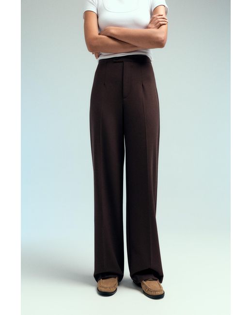 Pull&Bear Brown Wide-Leg Darted Trousers