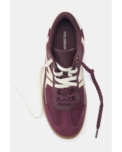 Pull&Bear Red Retro Trainers With Detail