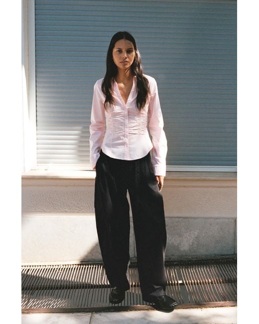 Pull&Bear Black Balloon Cargo Trousers With Belt