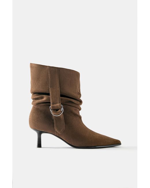 Pull&Bear Pink Ruched Heeled Ankle Boots