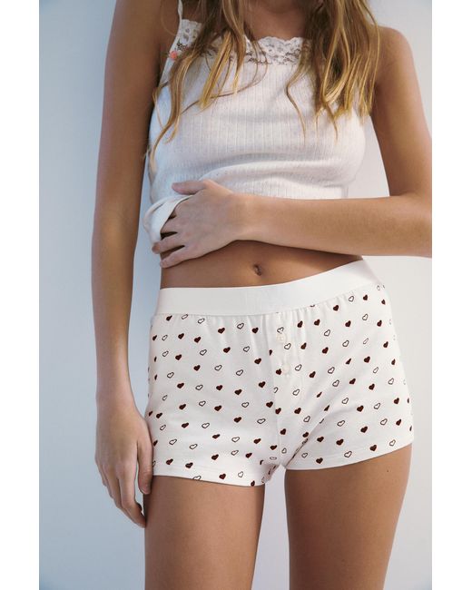 Pull&Bear White Boxershorts Mit Herzen