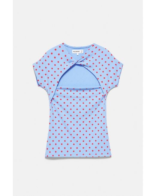 Pull&Bear Blue Cut-Out T-Shirt