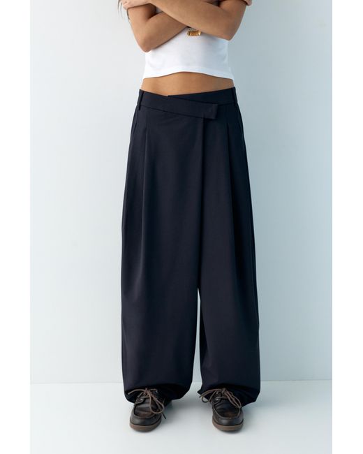 Pull&Bear Blue Crossover Waist Smart Trousers