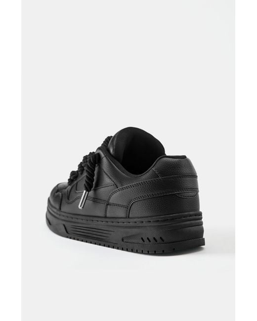 Pull&Bear Black Stwd Lace-Up Trainers for men