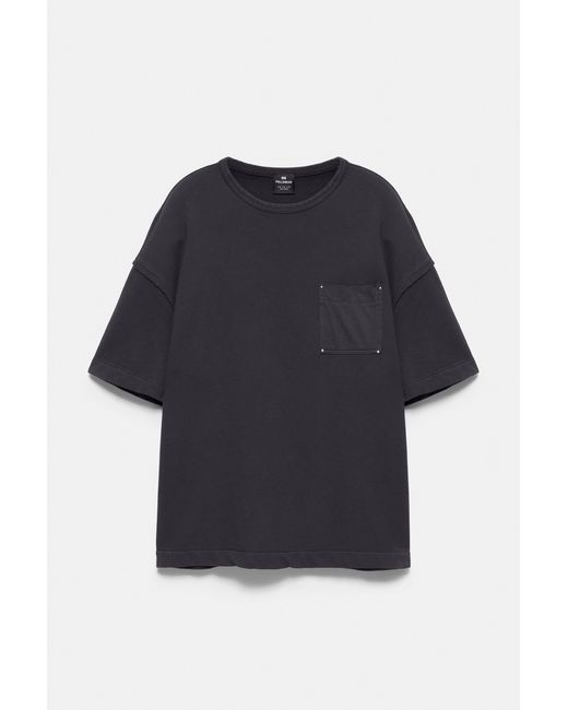 Pull&Bear Black Oversize T-Shirt With Stud Pocket for men