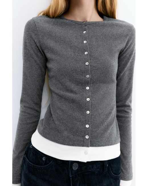 Pull&Bear Gray Soft Touch Button Jacket