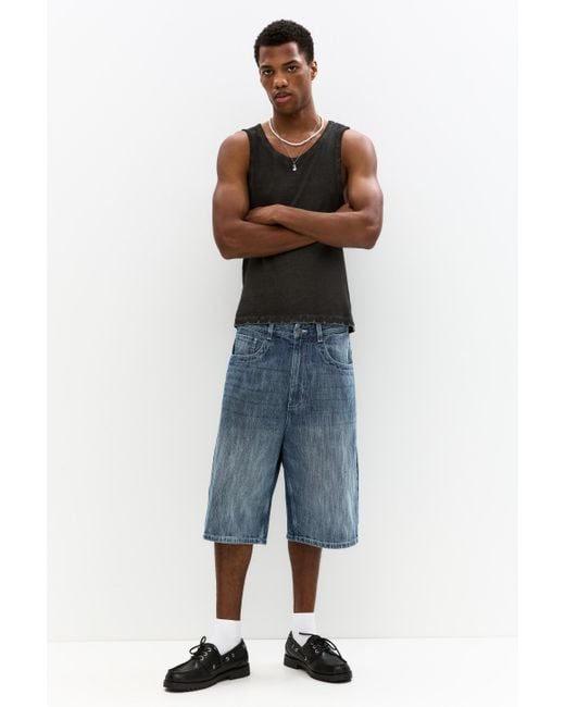 Pull&Bear Blue Stwd Skater Jorts for men