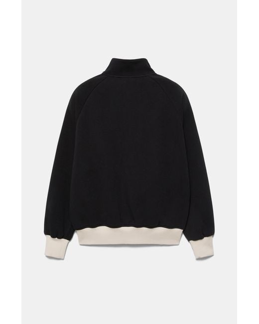 Pull&Bear Black Paneled High-Neck Jacket for men