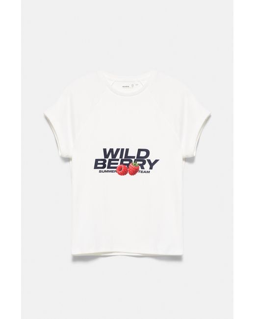 Pull&Bear White Fruit Graphic T-Shirt