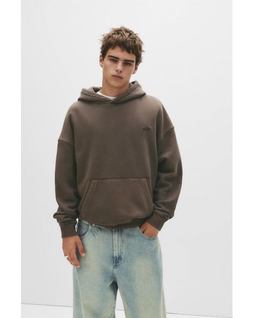 Pull&Bear Brown Stwd Patch Hoodie for men