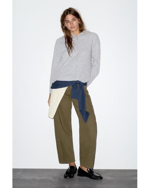 Pull À Capuche Et Boutons Pull&Bear en coloris Gray