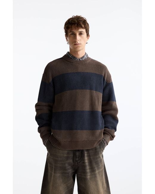 Pull Bear Striped Jumper in Black for Men Lyst UK
