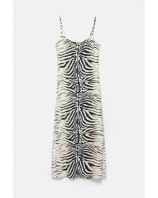 Pull&Bear Midi-Jurk Met Zebraprint in het Green