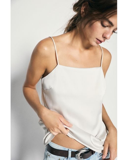 Pull&Bear Gray Satin Strap Top